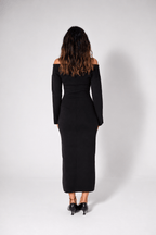 Serenity's Knitted Off-Shoulder dress - Noir