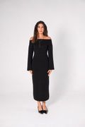 Serenity's Knitted Off-Shoulder dress - Noir