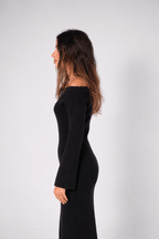 Serenity's Knitted Off-Shoulder dress - Noir