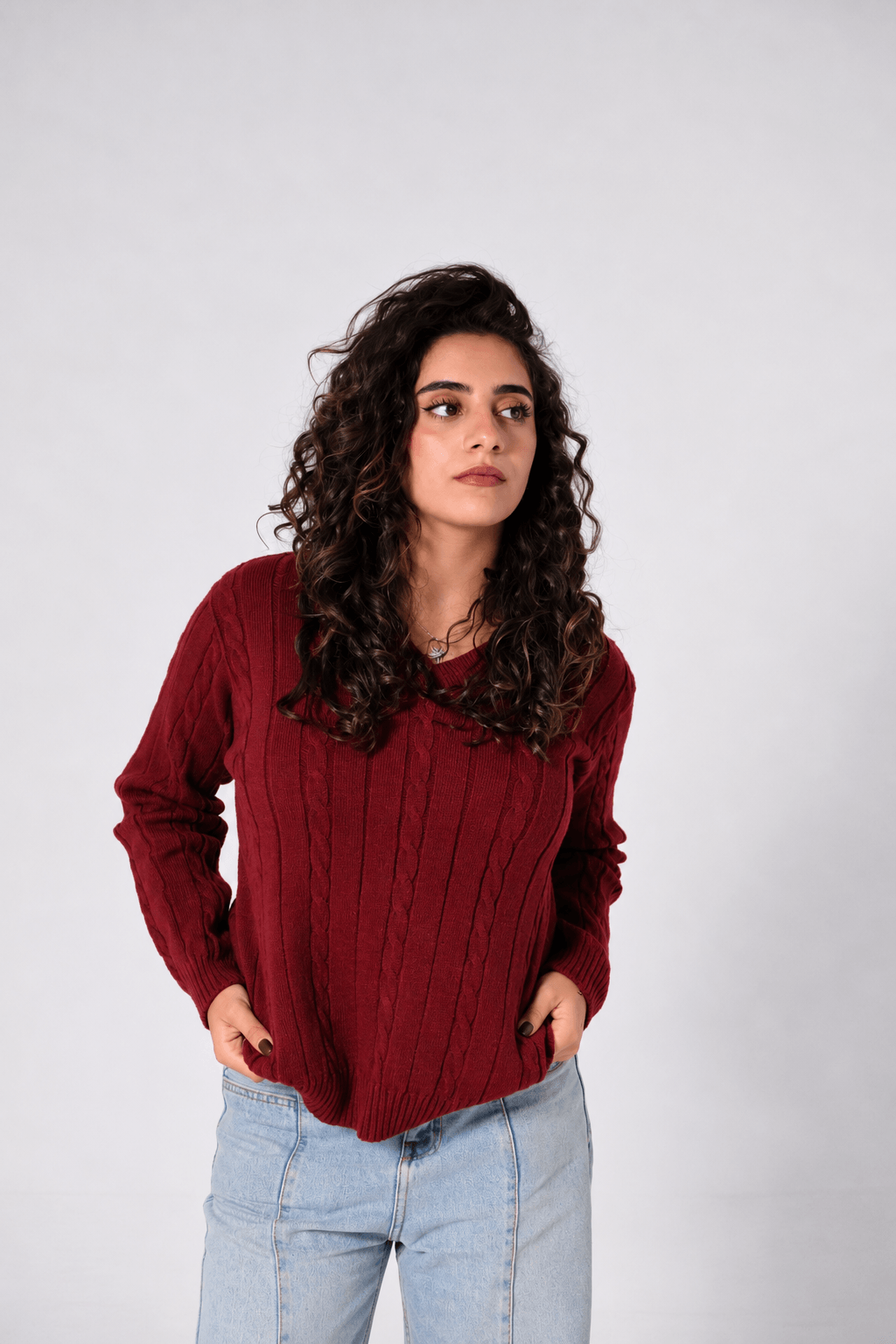 Serenity's Cable-Knit Sweater- Ruby